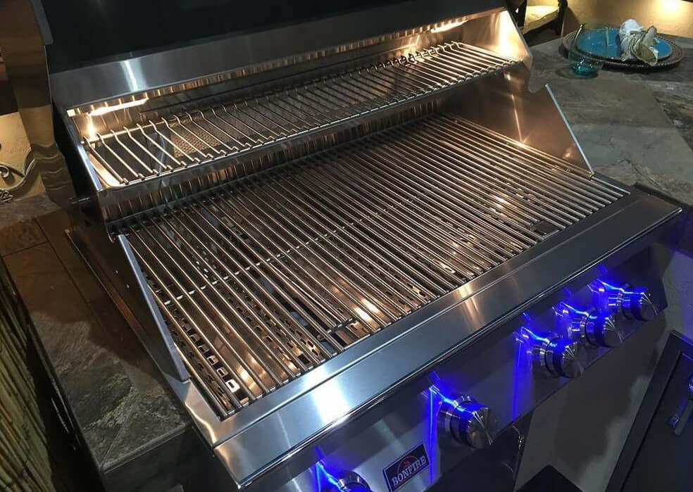 Bonfire 34-Inch 4 Burner Built In Gas Grill W/Rotisserie Kit - CBB4 - W/Rotisserie Kit - M&K Grills