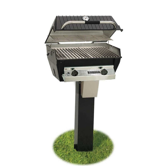 Broilmaster R3N Infrared Natural Gas Grill On Black In-Ground Post