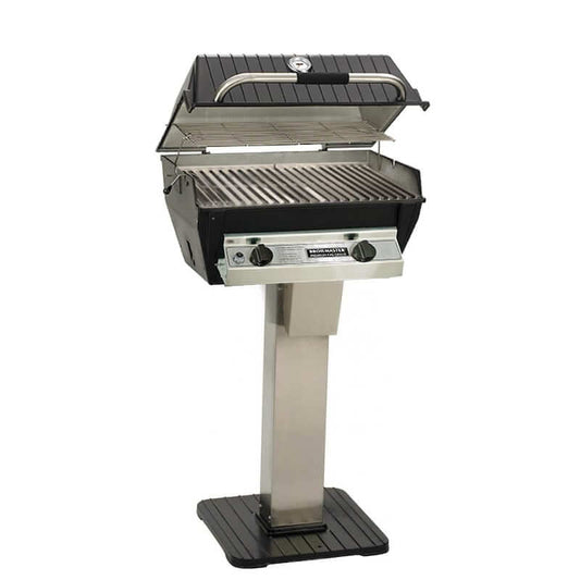 Broilmaster R3 Infrared Propane Gas Grill On Stainless Steel Patio Post