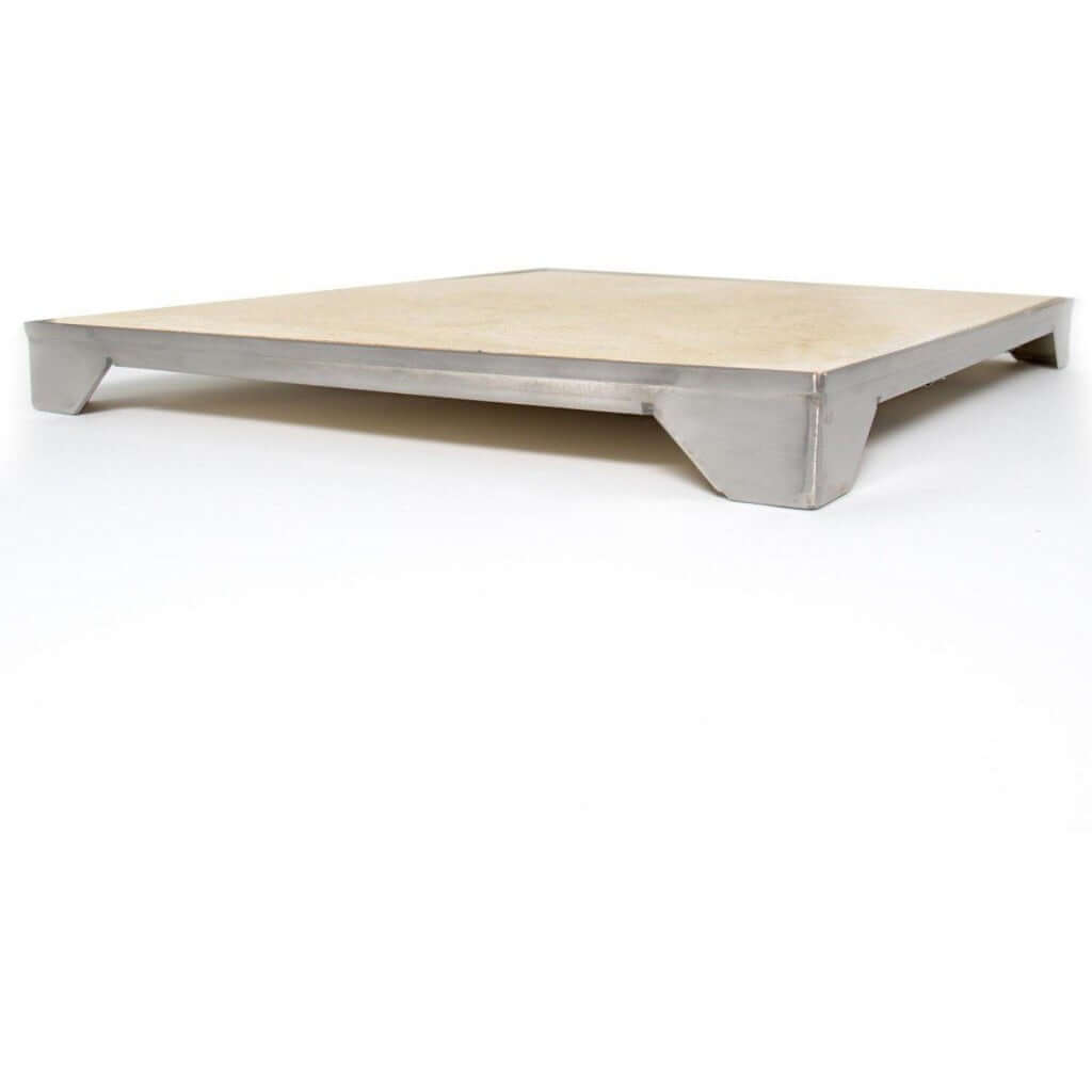 Blaze 14 3/4 Inch Ceramic Pizza Stone With Stainless Steel Tray - Side View