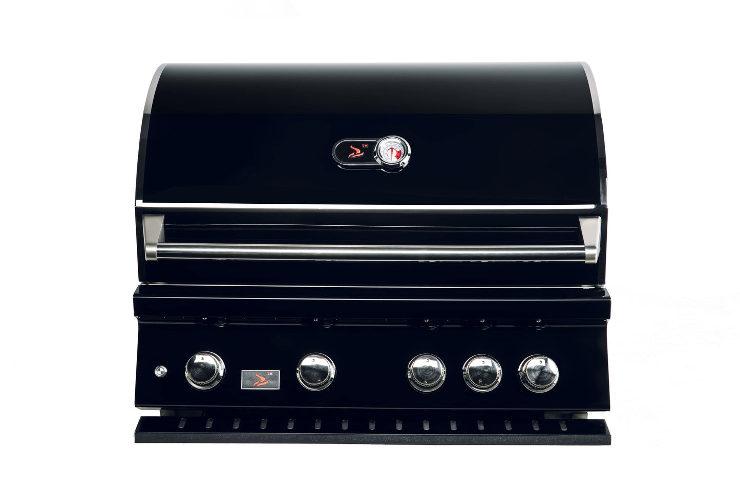 Bonfire Black Stainless Steel 34 inch and 4 Burner Built In Gas Grill with Rotisserie Kit Black Series - CBB4-B - Front View