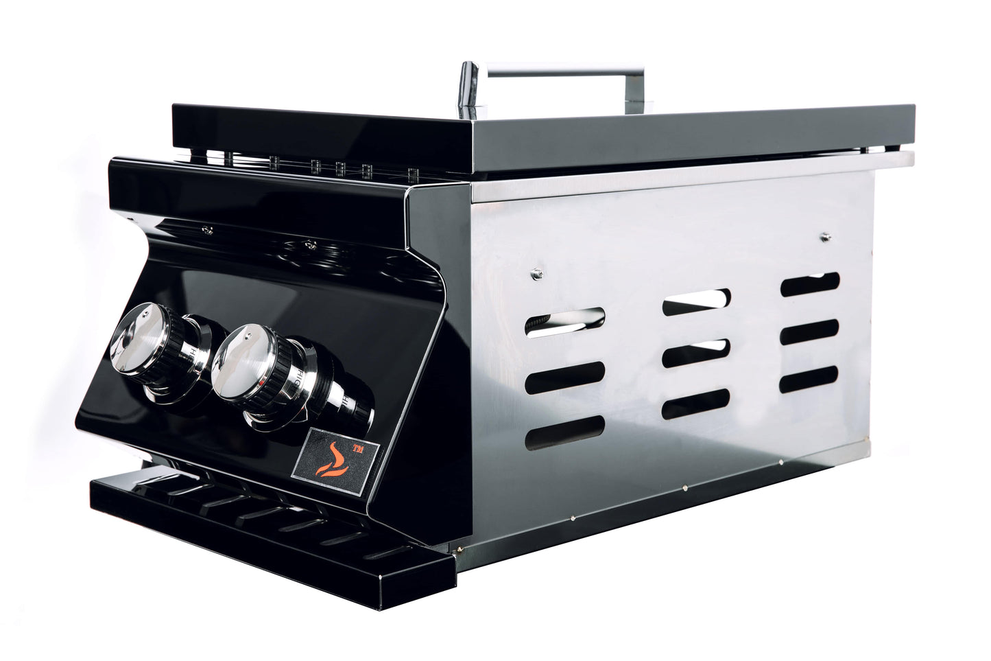 Bonfire Stainless Steel Built-in Side Burner For Bonfire Outdoor Kitchen Black Series - CBADSB-B - Angled View