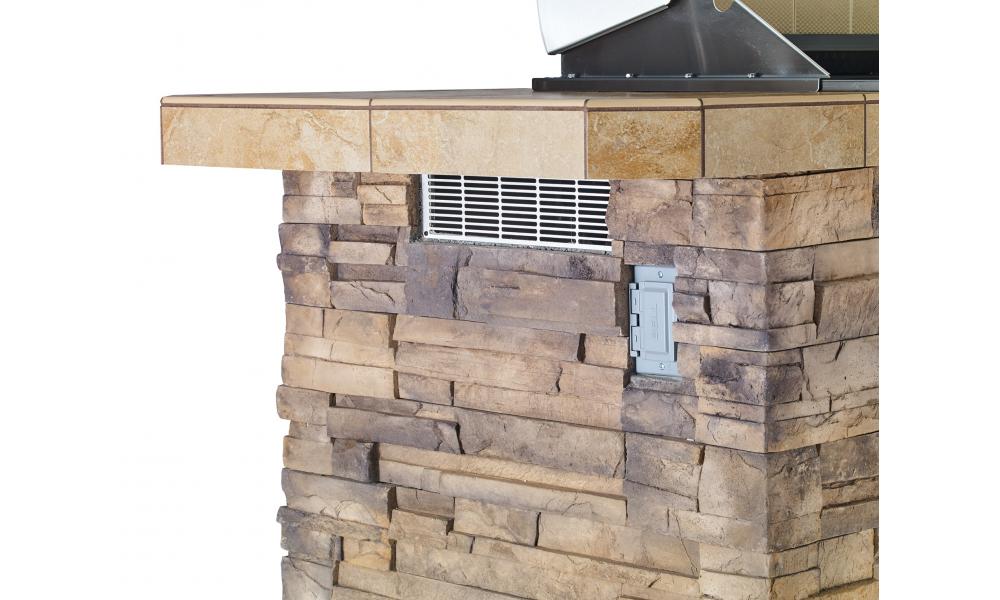 Bull Stainless Steel Island Vent – 42500 - stone finish and vent screens.
