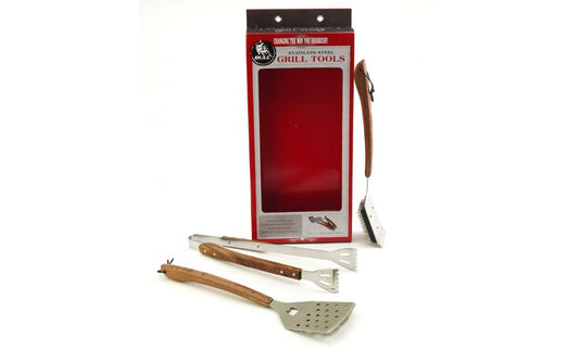 Bull Outdoor Grill Accessories Vineyard Hardwood 3PC BBQ Tool Set - 24100