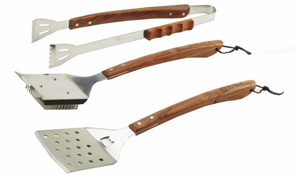 Bull Outdoor Grill Accessories Vineyard Hardwood 3PC BBQ Tool Set - 24100
