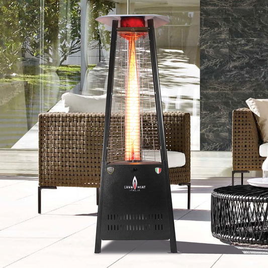 Lava Heat Capri Triangle Flame Tower Heater 72.5-inch 42 K BTU Electronic Ignition Hammered Black Natural Gas - ASSEMBLED