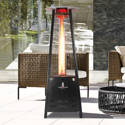 Lava Heat Capri Triangle Flame Tower Heater 72.5-inch 42 K BTU Electronic Ignition Hammered Black Liquid Propane - ASSEMBLED