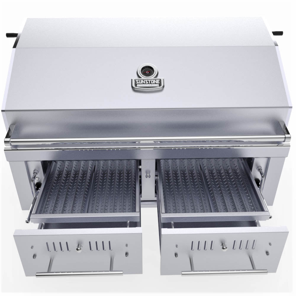 Sunstone 42-Inch Built-In Dual Zone Charcoal Grill - SUNCHDZ42