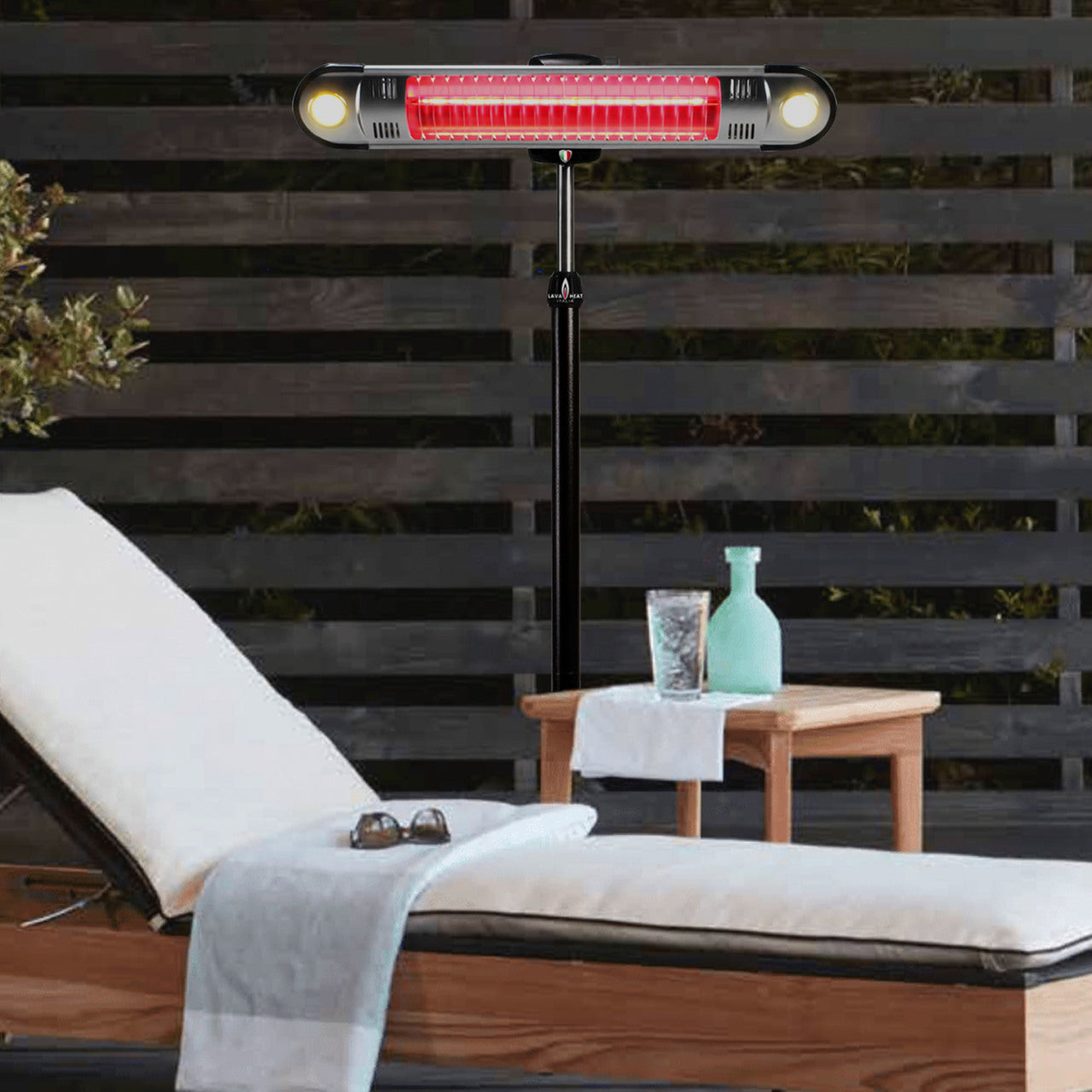 Lava Heat WALL-E Pedestal Heater 72-inch with Wall Mount Remote Control Push Button Ignition Stainless Steel Electric - KNOCK DOWN