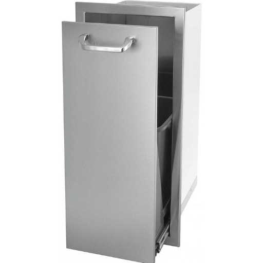 M&K Signature Premium Series 13-Inch Narrow Roll-Out Trash Bin - MNK-350H-TRNW-DRW