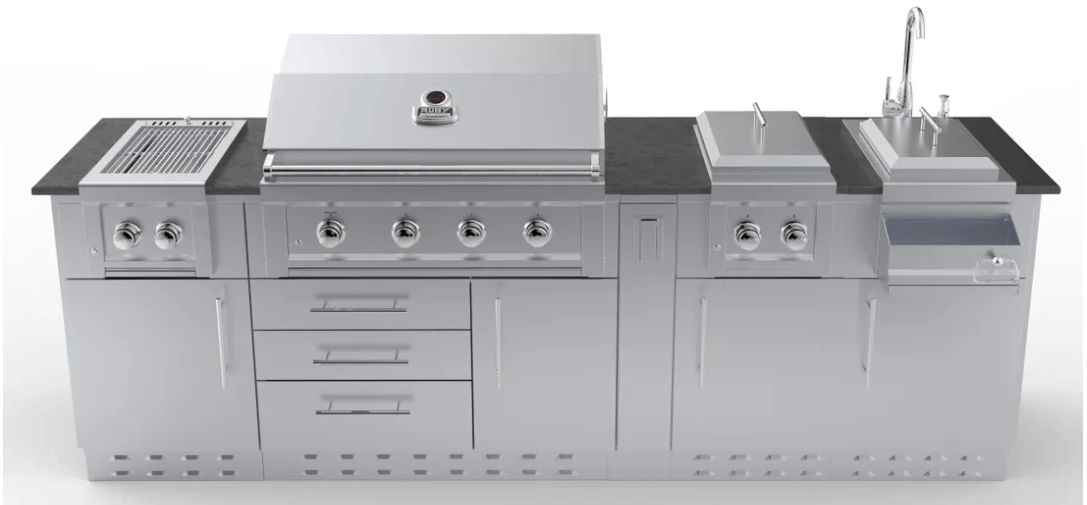 AUSTIN 9ft Grill/Double Burner/Companion Pro & Bar Center Island Package