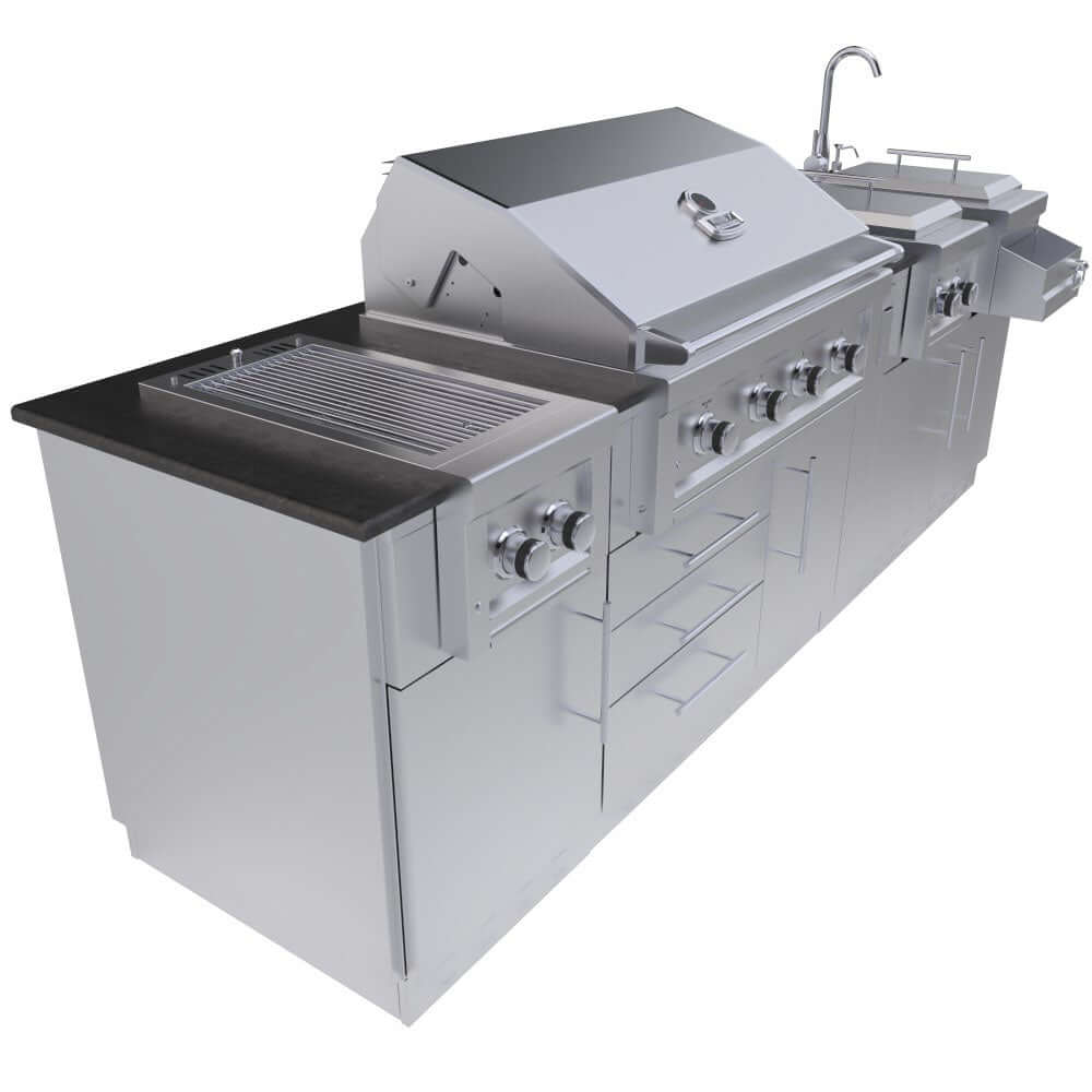 AUSTIN 9ft Grill/Double Burner/Companion Pro & Bar Center Island Package