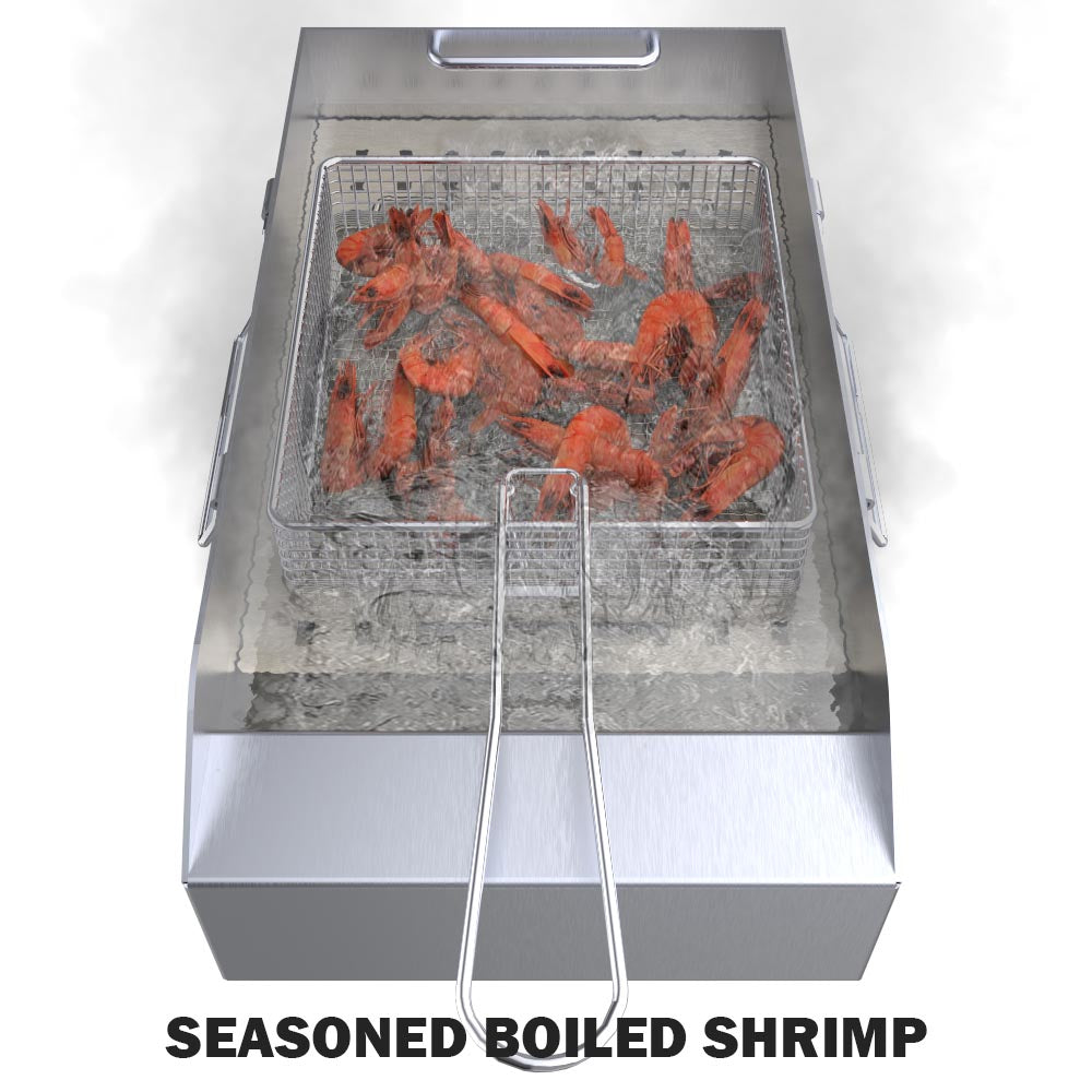 Sunstone 10" Wide Deep Fryer w/Cover, Steamer Tray, & Fryer Basket - SUNCP-FYER