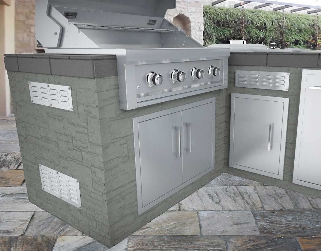 Sunstone 15"x 6-1/2" Stainless Steel Venting Panel - Vent-L - Outdoor kitchen with venting panels installed.