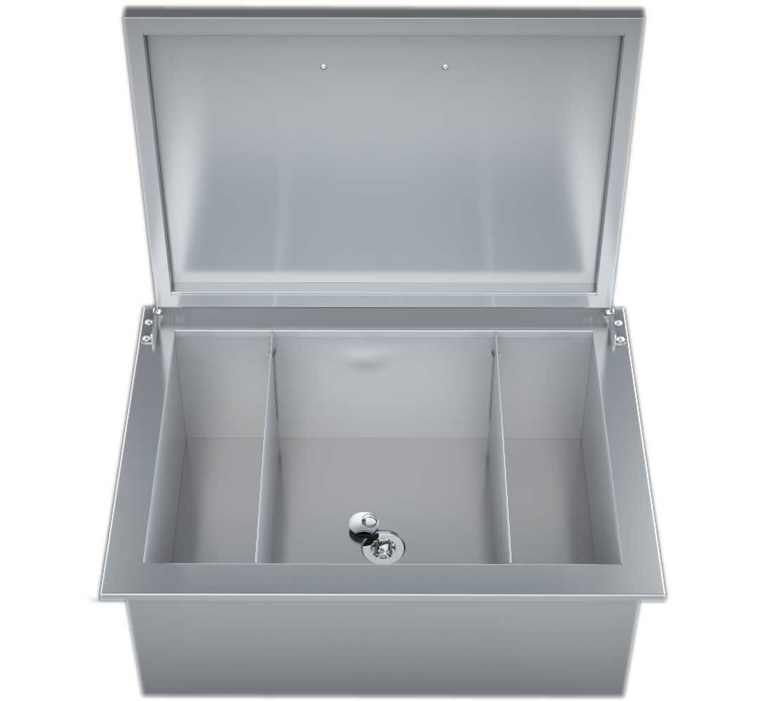 Sunstone 28" Fully Insulated Drop-in Ice Chest w/Hinged Lid & Two Removable Dividers - A-IC - Dividers (Top View)
