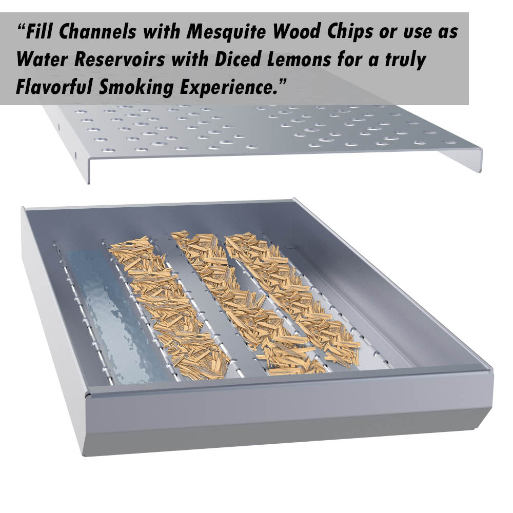 Sunstone 3-in-1 Charcoal Wood Burning & Smoking Tray for Gas Grills - SUNCP-CHTRAY - Wood Chips