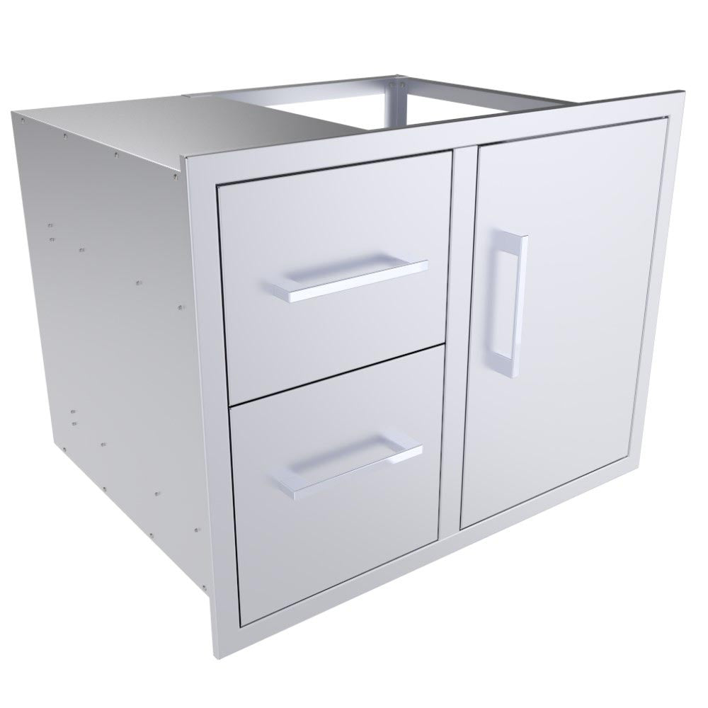 Sunstone 30" Beveled Style Double Drawer & Door Combo w/Removable Support Frame - BA-DDC30 - Side View of Sunstone Double Drawer and Door Combo.