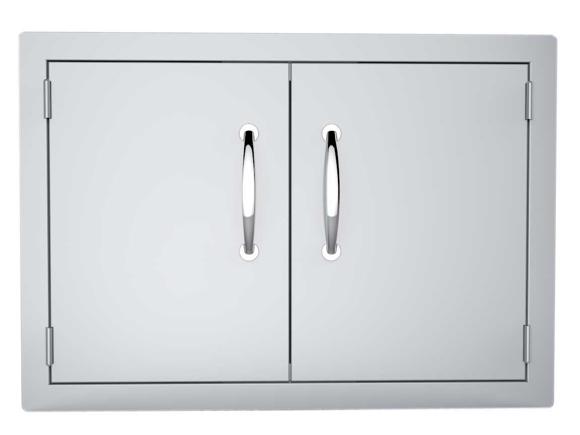 Sunstone 30" Flush Mount Double Door Dry Storage Pantry - DSH30 - Closed double-door metal cabinet with vertical handles