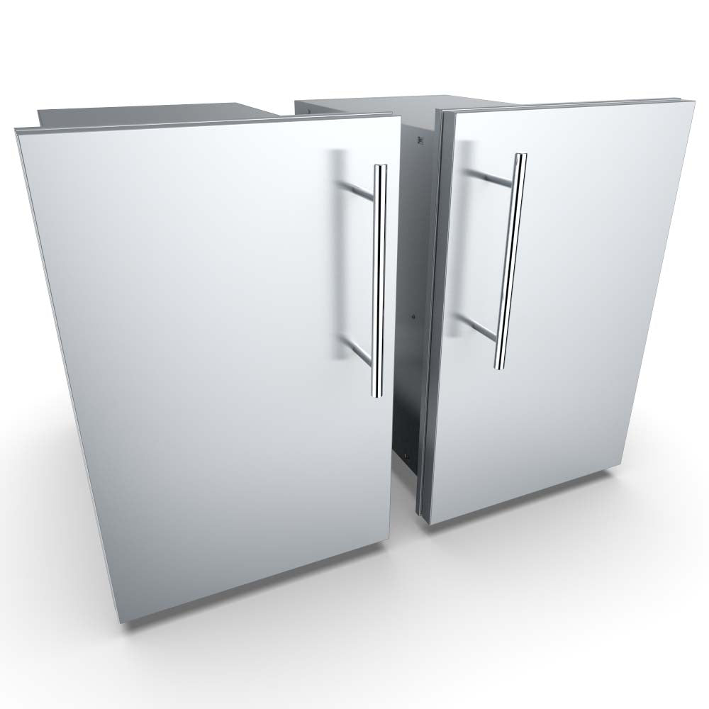 Sunstone "Designer Series, Raised Style - 15" Single Door Dry Storage Pantry - DE-DVPL15 - Double View of Single Door Storage Pantry