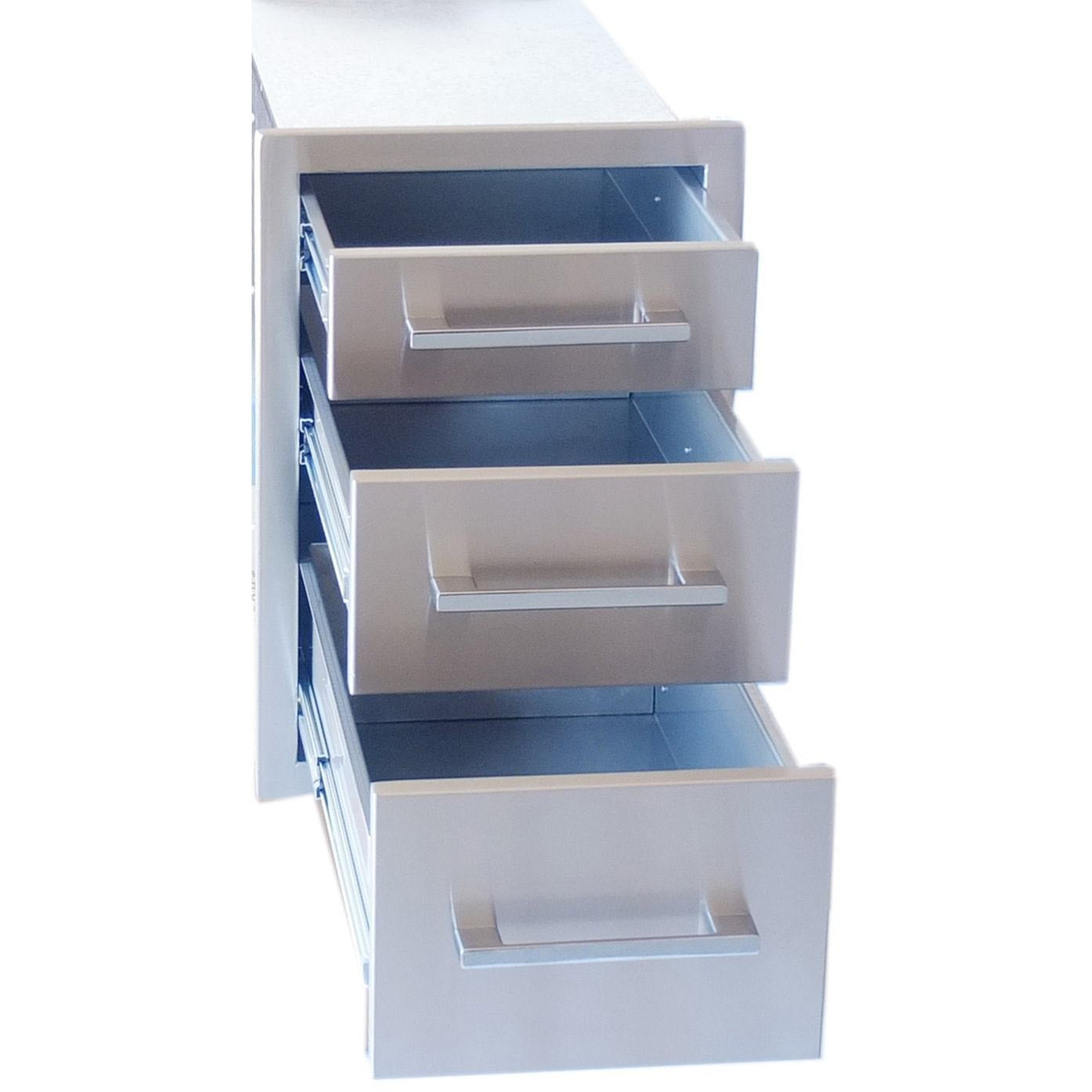 Sunstone 18 inch beveled frame triple drawer BA-TD18 - Open View of Beveled Frame Triple Drawer.