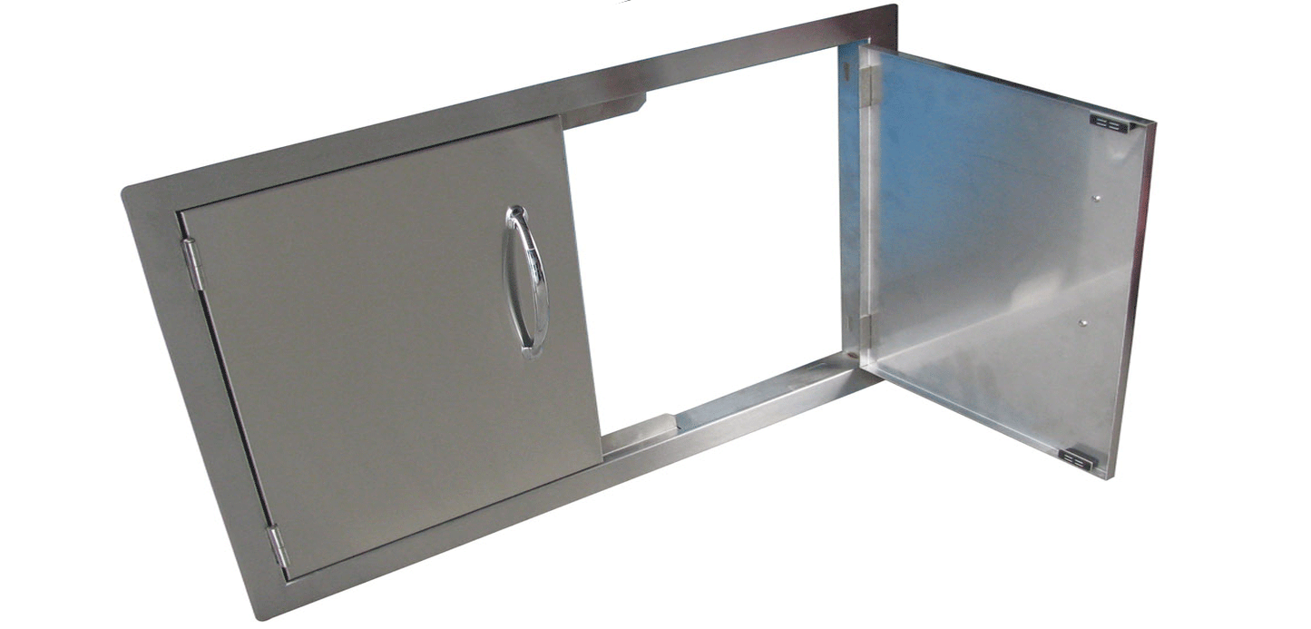 Sunstone 42 inch beveled frame double door BA-DD42 - Open view of Sunstone 42-inch beveled frame double door.