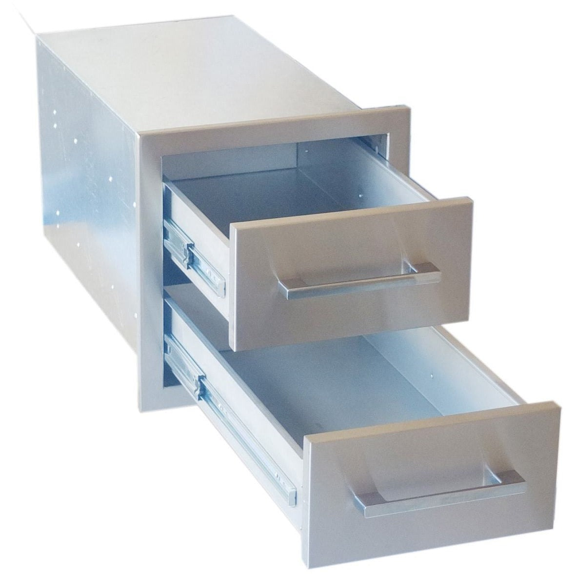 Sunstone 12 inch Beveled Frame Double Drawer BA-DD12 - Front View of Sunstone Double Drawer Open.