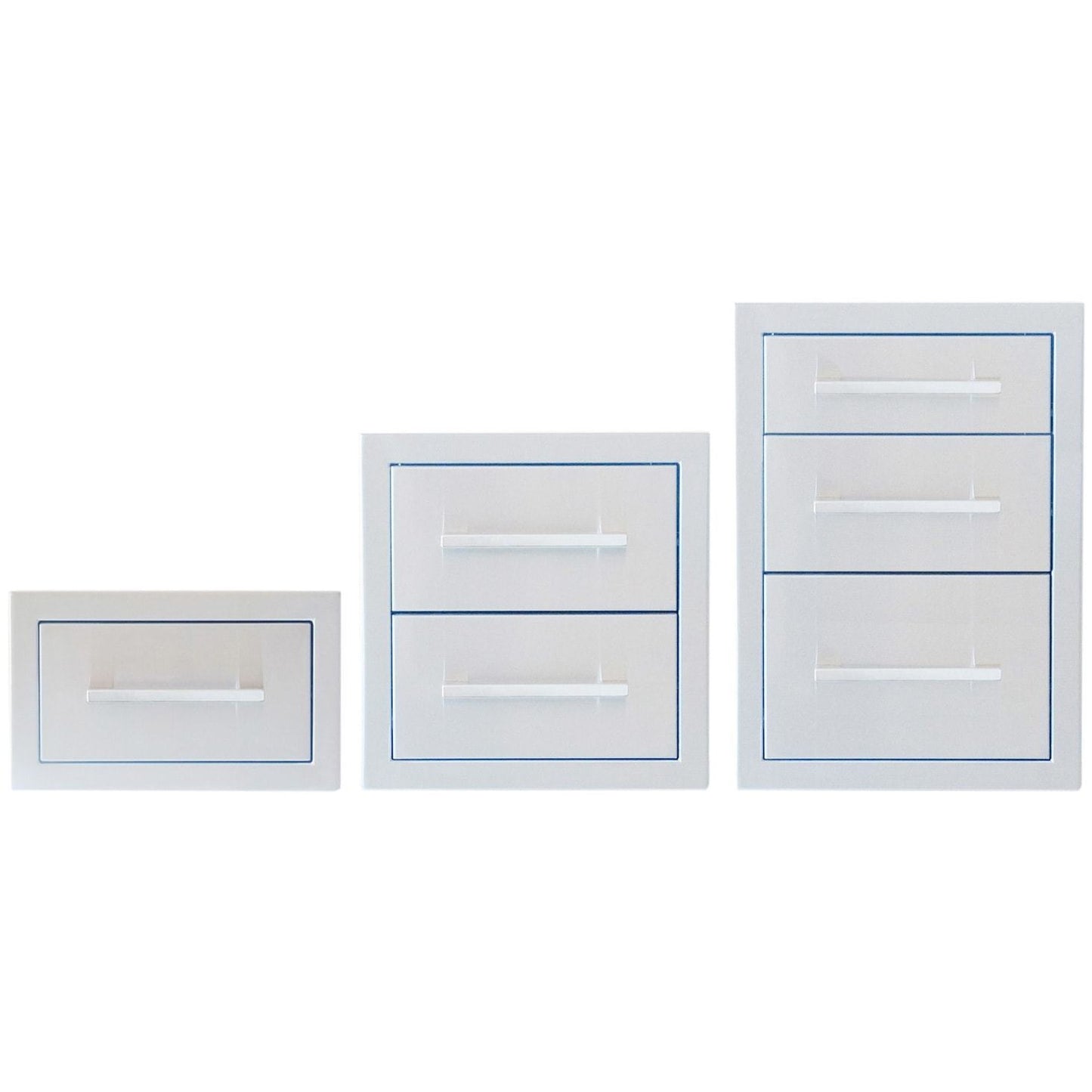 Sunstone 12 inch Beveled Frame Double Drawer BA-DD12 - Sizes View of Sunstone Drawer Set.