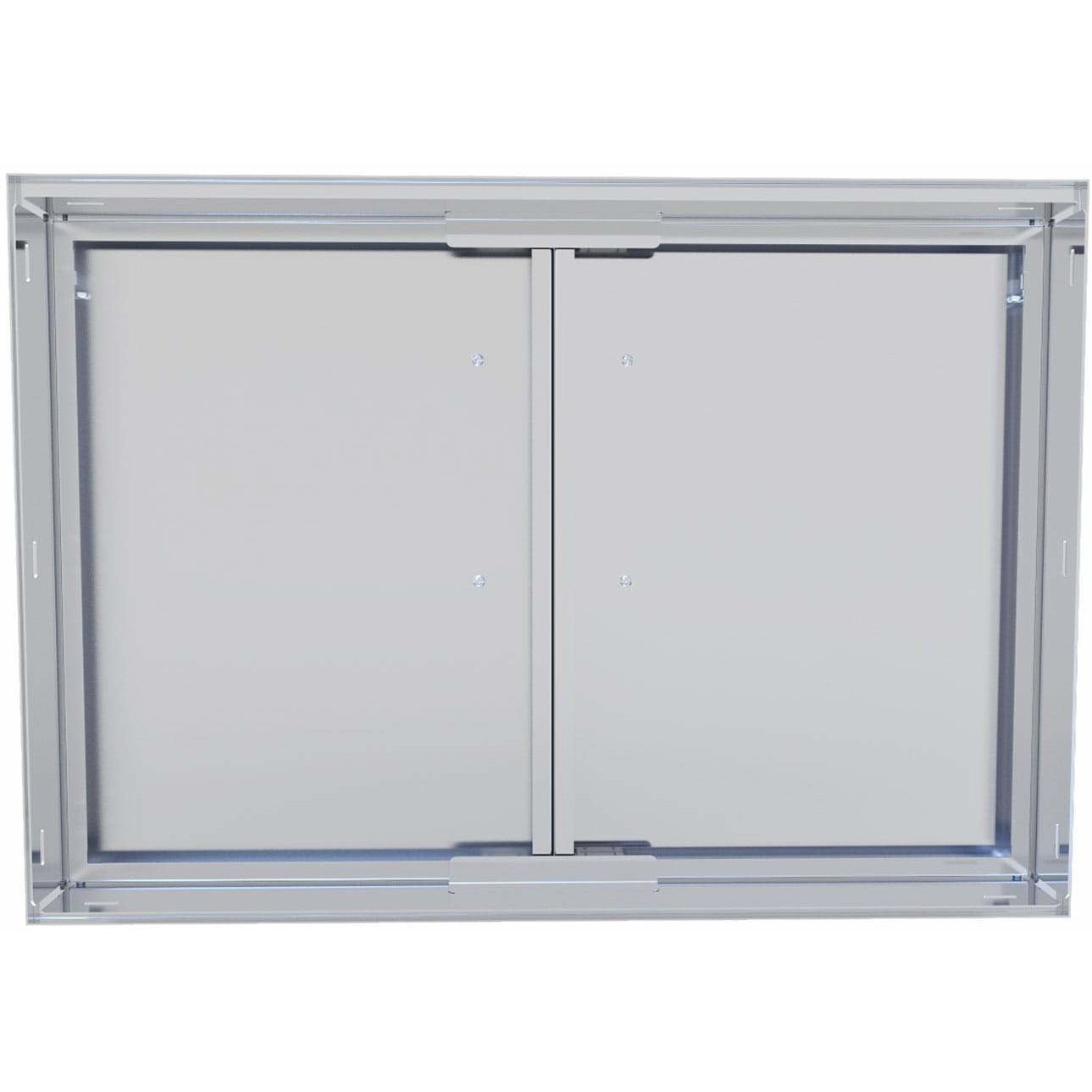 Sunstone 30 inch beveled frame double door BA-DD30 - Inside view of stainless steel double access doors.