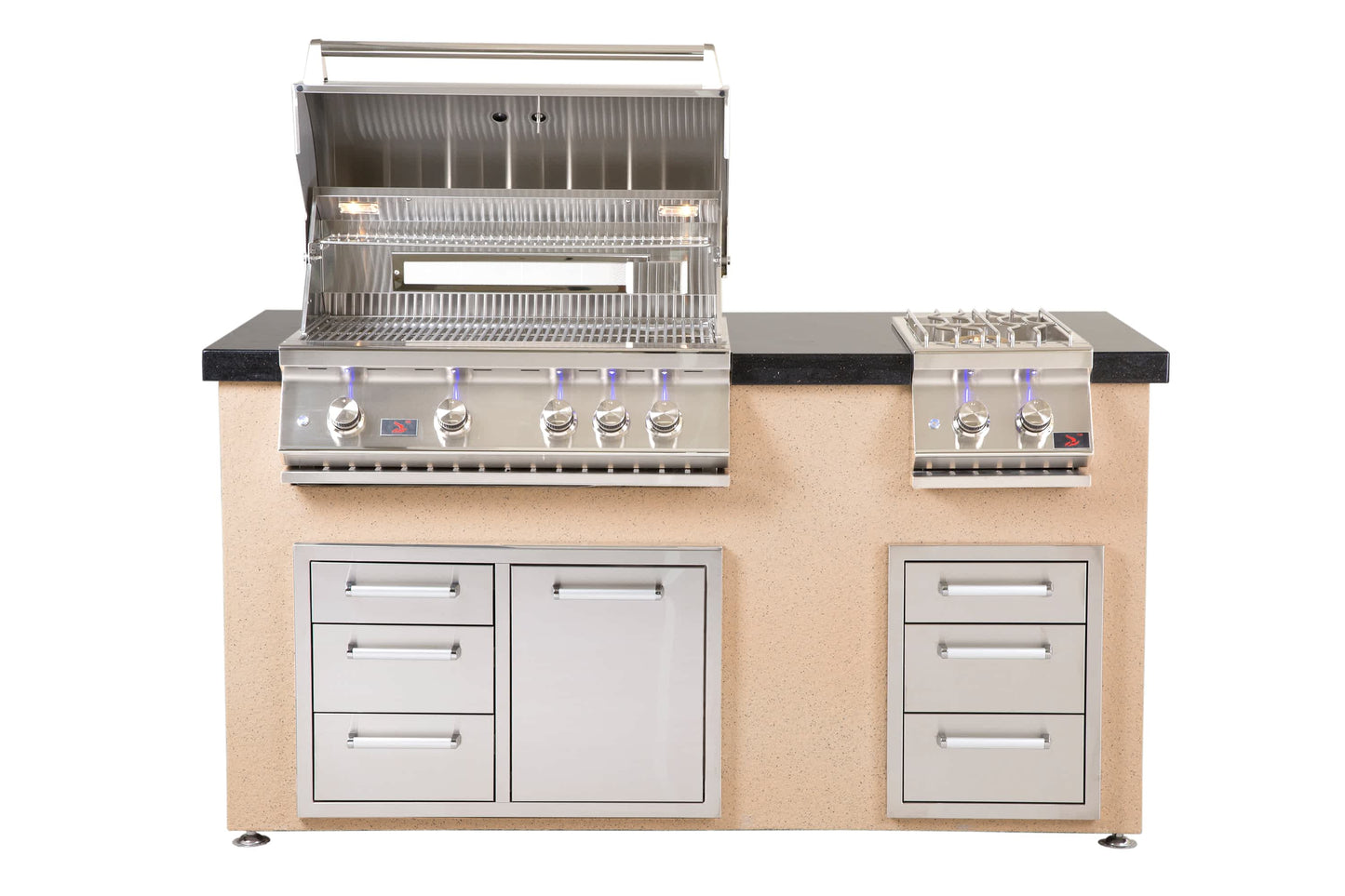 Bonfire 34-Inch 4 Burner Built In Gas Grill W/Rotisserie Kit - CBB4 - Island-Set