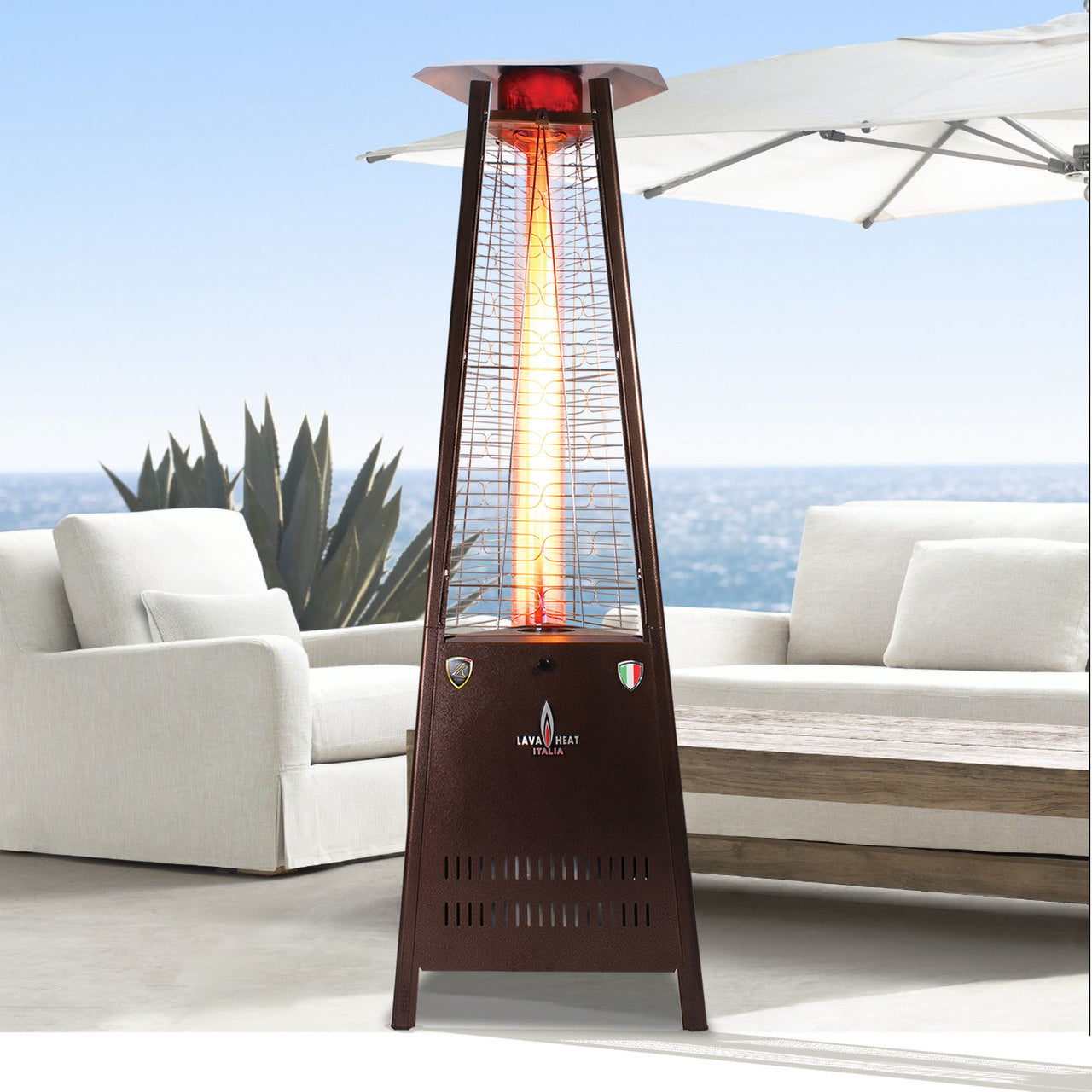 Lava Heat Capri KD Triangle Flame Tower Heater 72 inch 42 K BTU Electronic Ignition Heritage Bronze Liquid Propane - AL6MPB