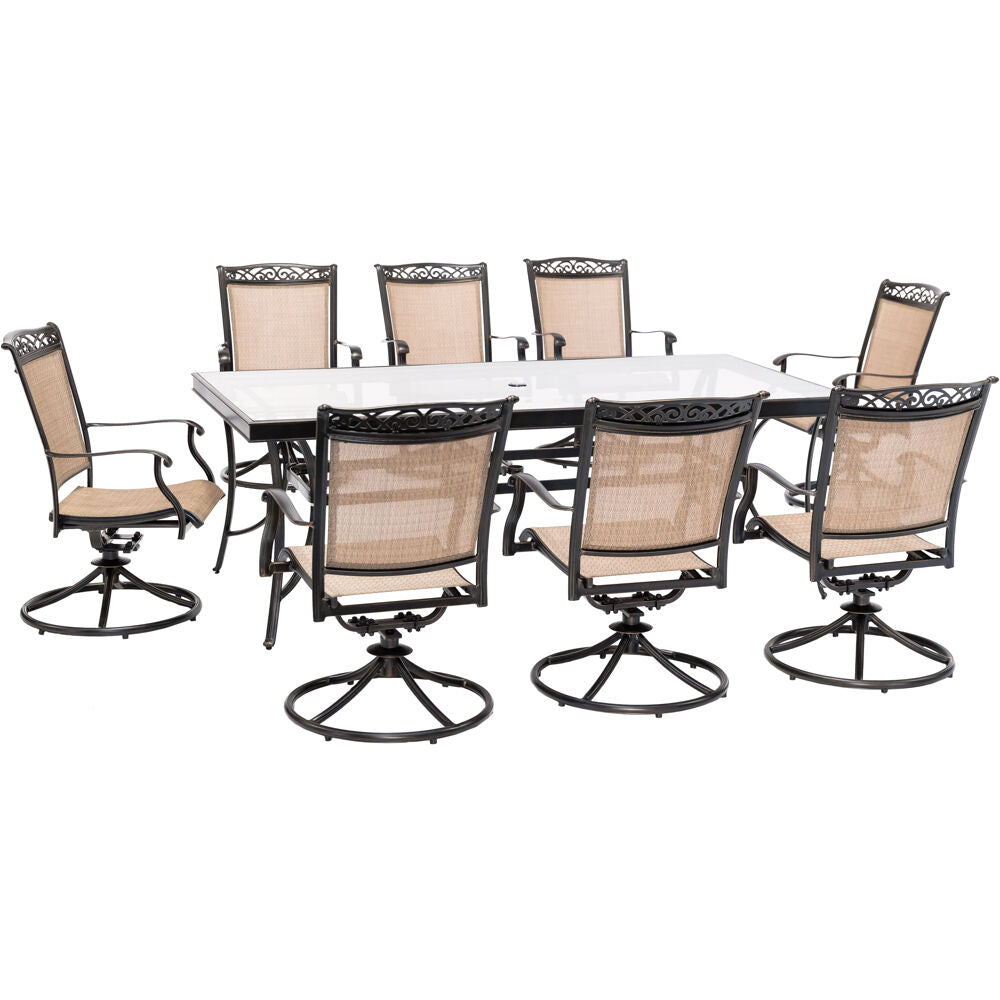 hanover-fontana-9-piece-8-sling-swivel-rockers-42x84-inch-glass-top-table-fntdn9pcswg