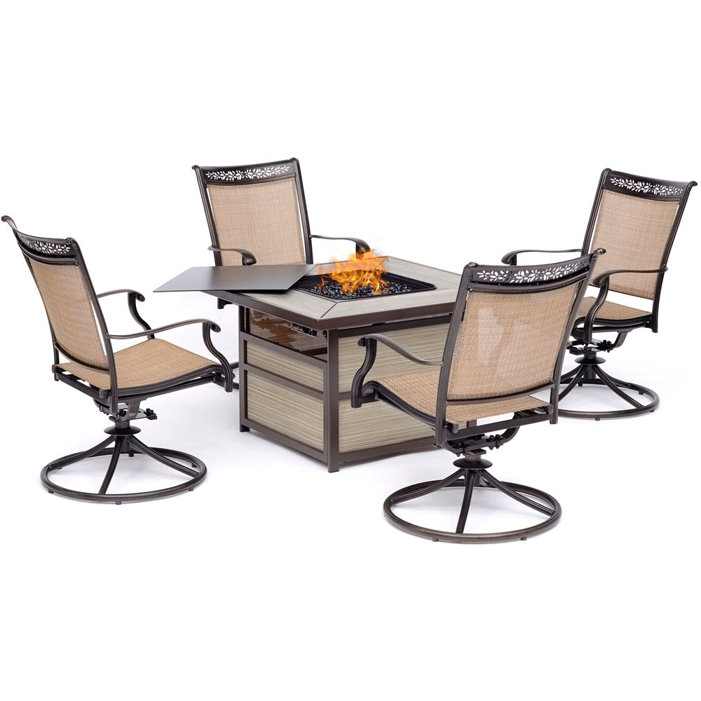hanover-fontana-5-piece-fire-pit-4-sling-swivel-rockers-square-kd-fire-pit-with-tile-fon5pcsqsw4fp