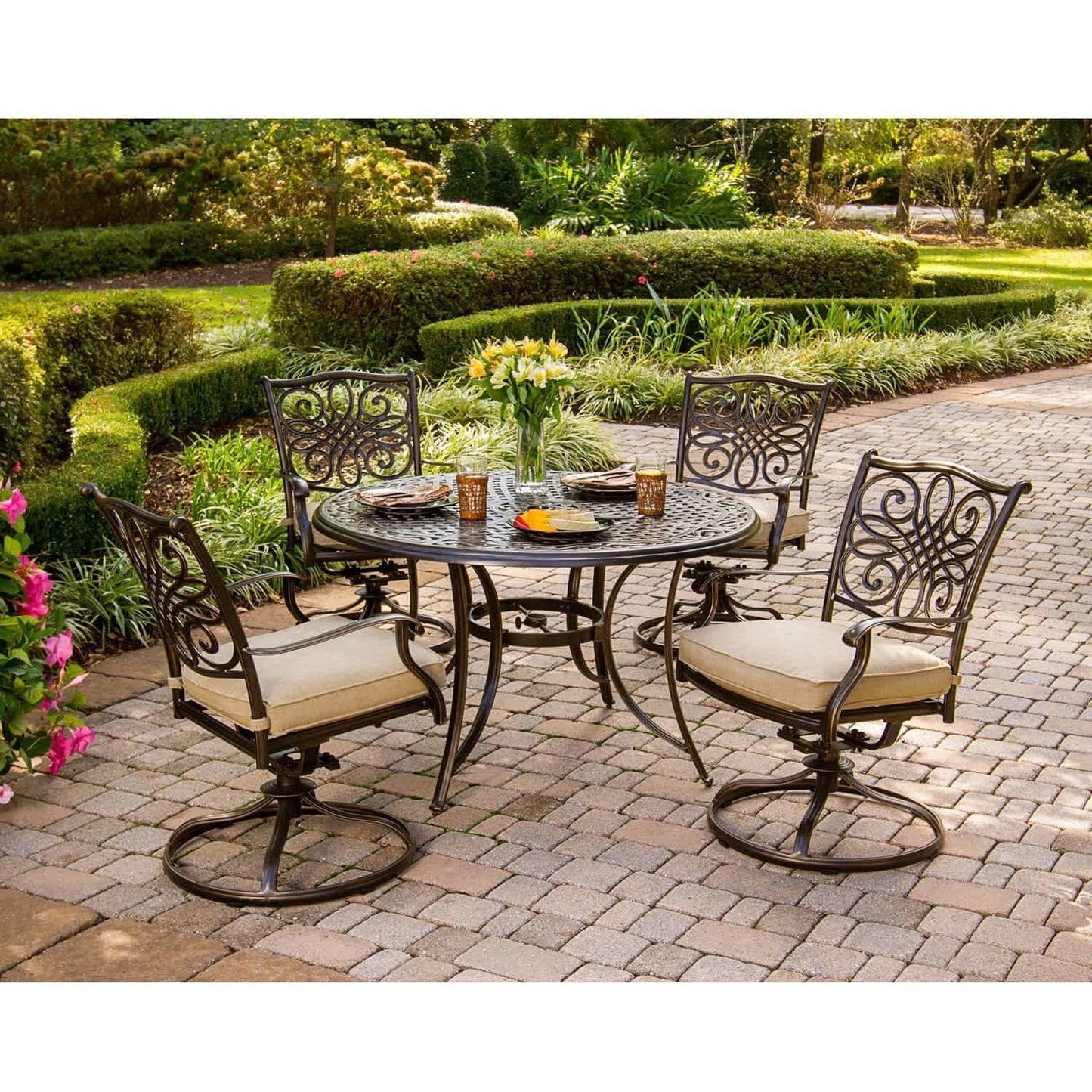 Hammond Adams 5Pc Outdoor Dining Set 4 Chairs & Round Table - M&K Grills