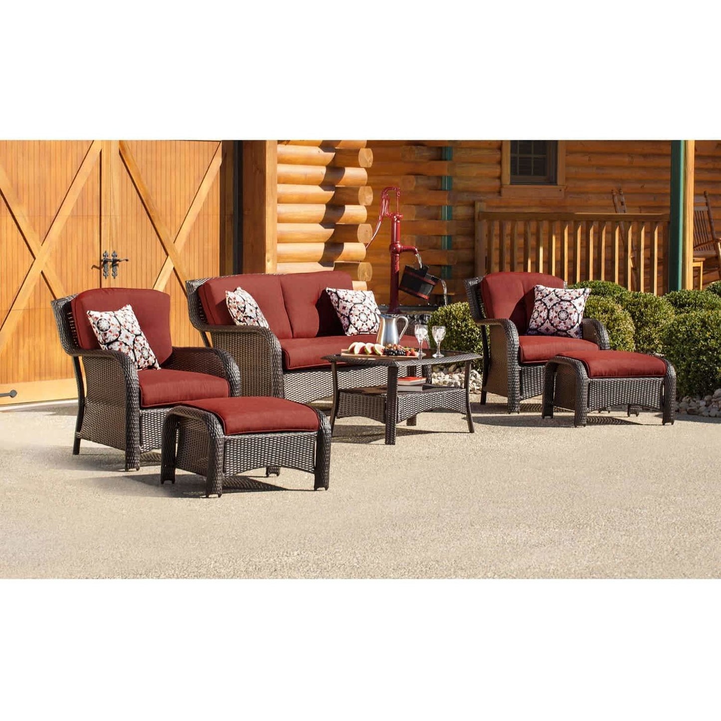 Hammond Atlantic 6Pc Patio Conversation Set With Loveseat, Ottomans - M&K Grills