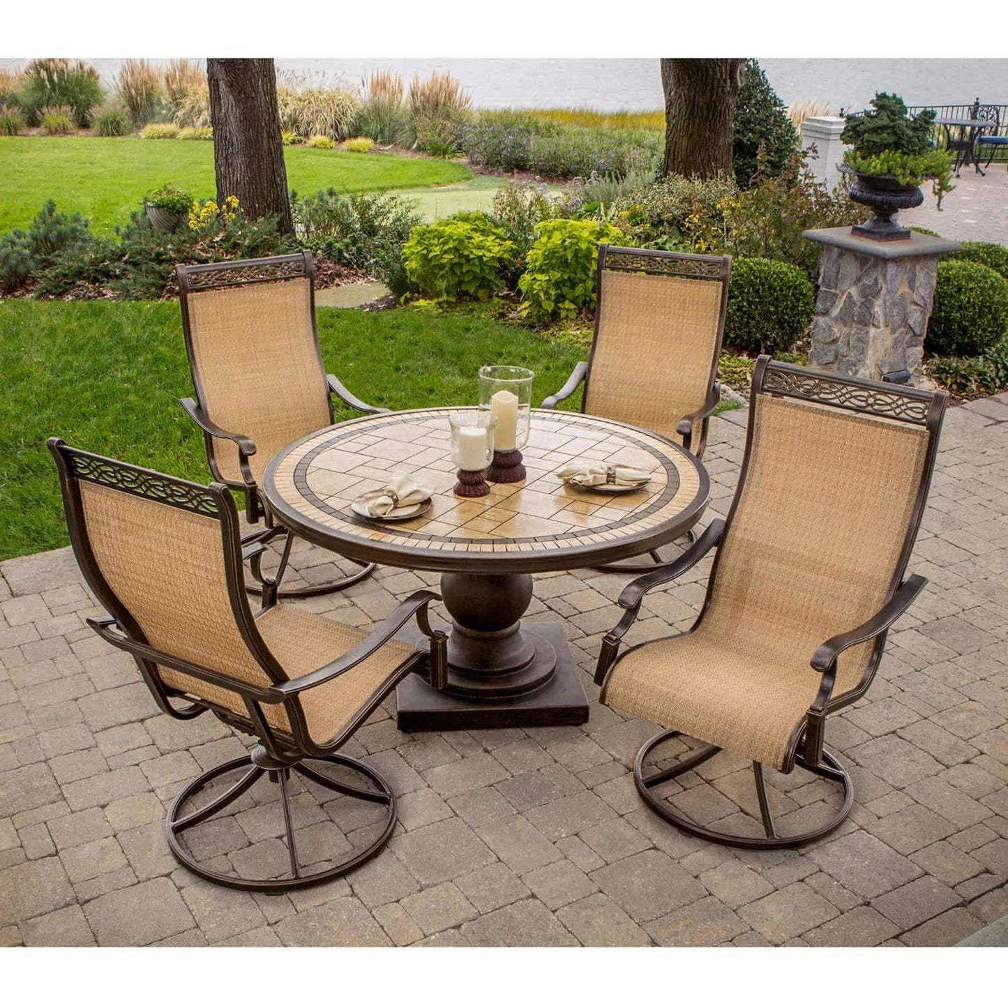 Hammond Brandywine 5Pc Outdoor Dining Set 4 Seats, Round Table - M&K Grills