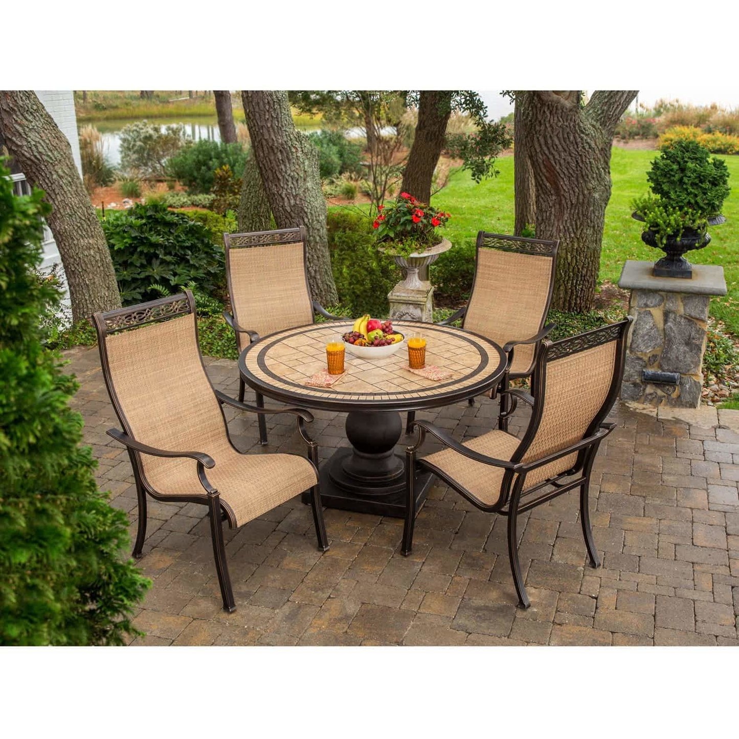 Hammond Brandywine 5Pc Outdoor Dining Set 4 Seats, Round Table - M&K Grills