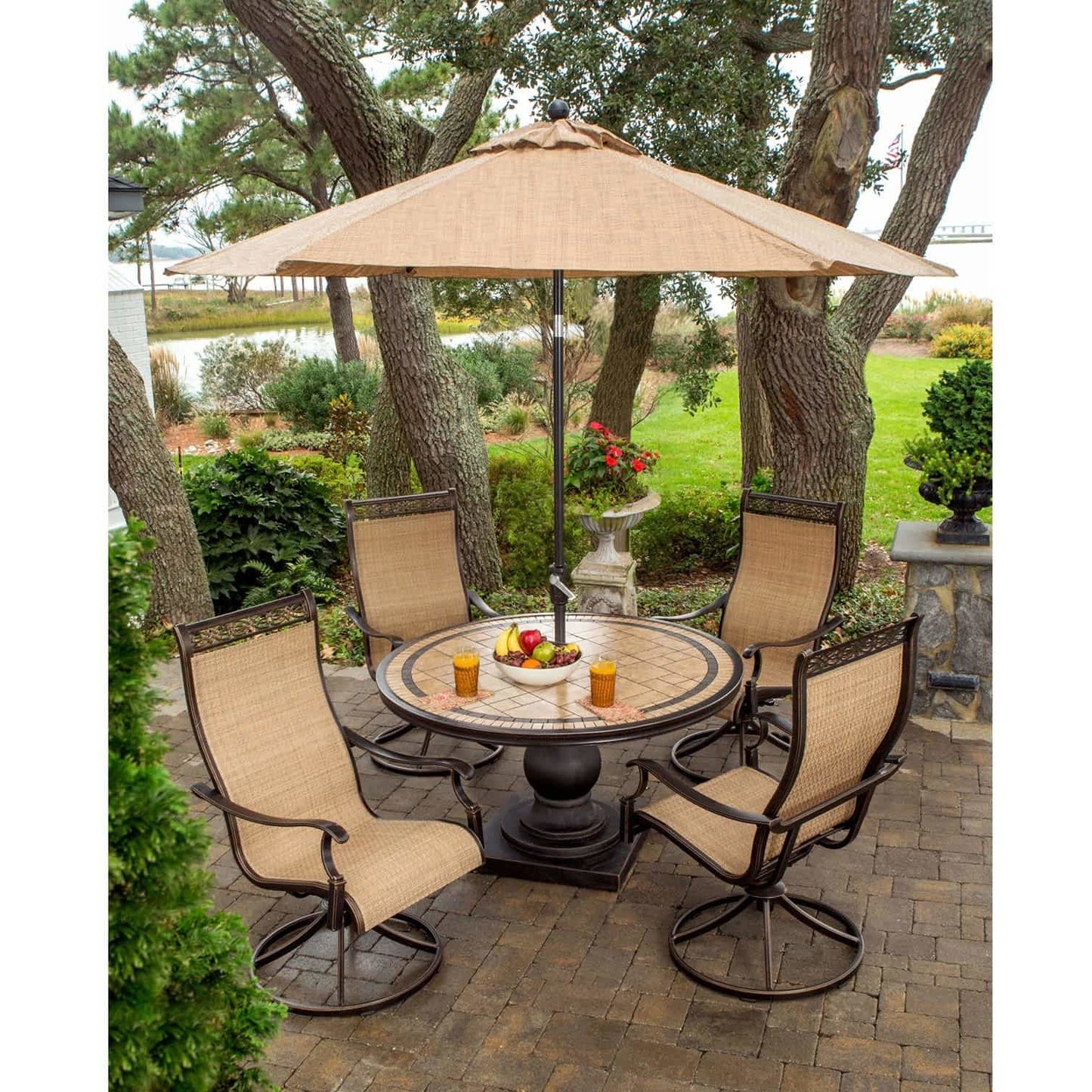 Hammond Brandywine 5Pc Outdoor Dining Set 4 Seats, Round Table - M&K Grills