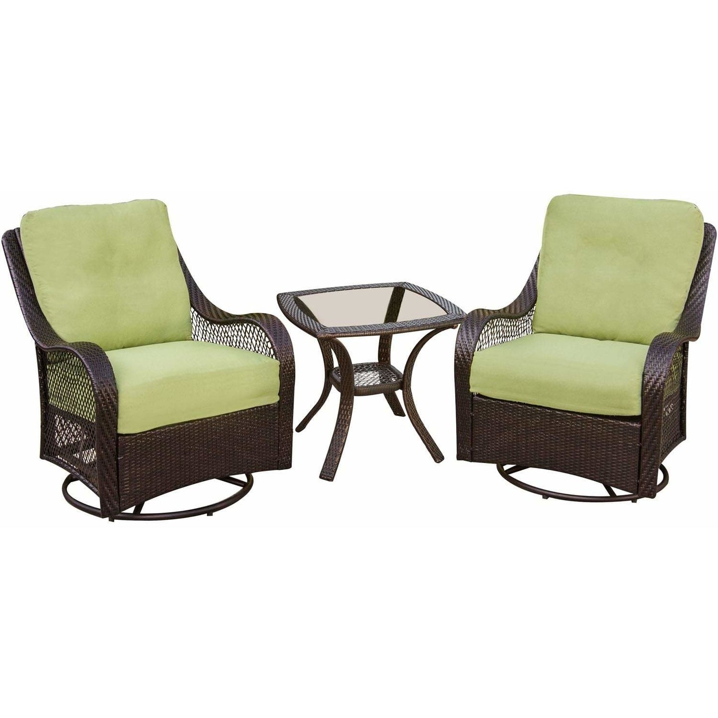 Hammond Brentwood 3Pc Outdoor Wicker Set 2 Swivel rockers & Table - M&K Grills