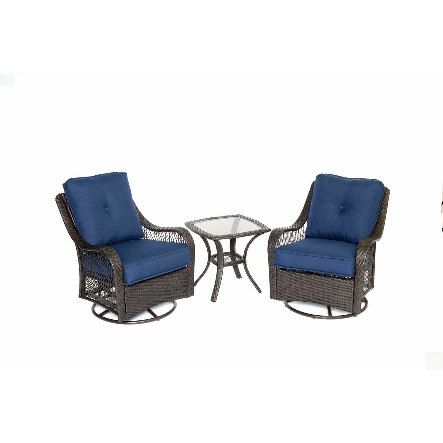 Hammond Brentwood 3Pc Outdoor Wicker Set 2 Swivel rockers & Table - M&K Grills