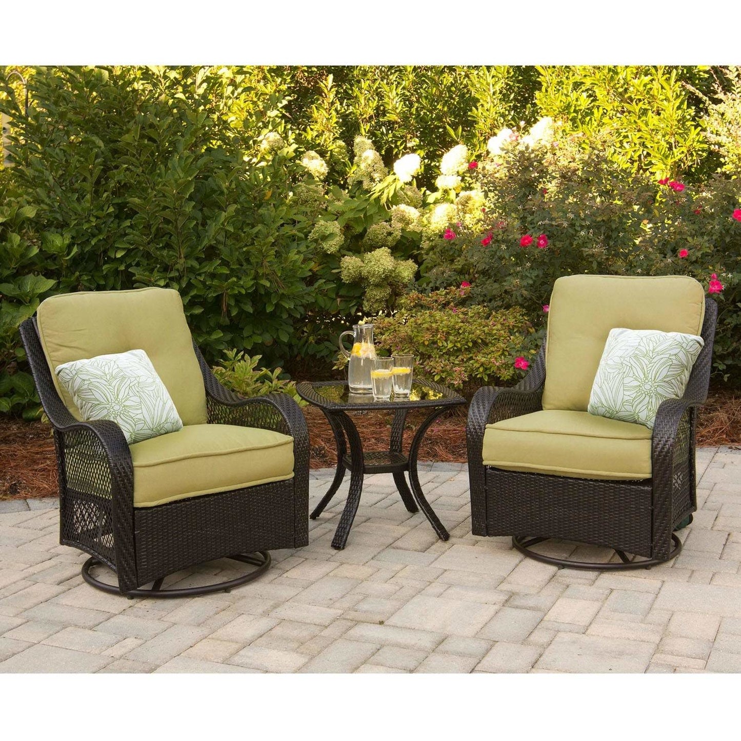 Hammond Brentwood 3Pc Outdoor Wicker Set 2 Swivel rockers & Table - M&K Grills