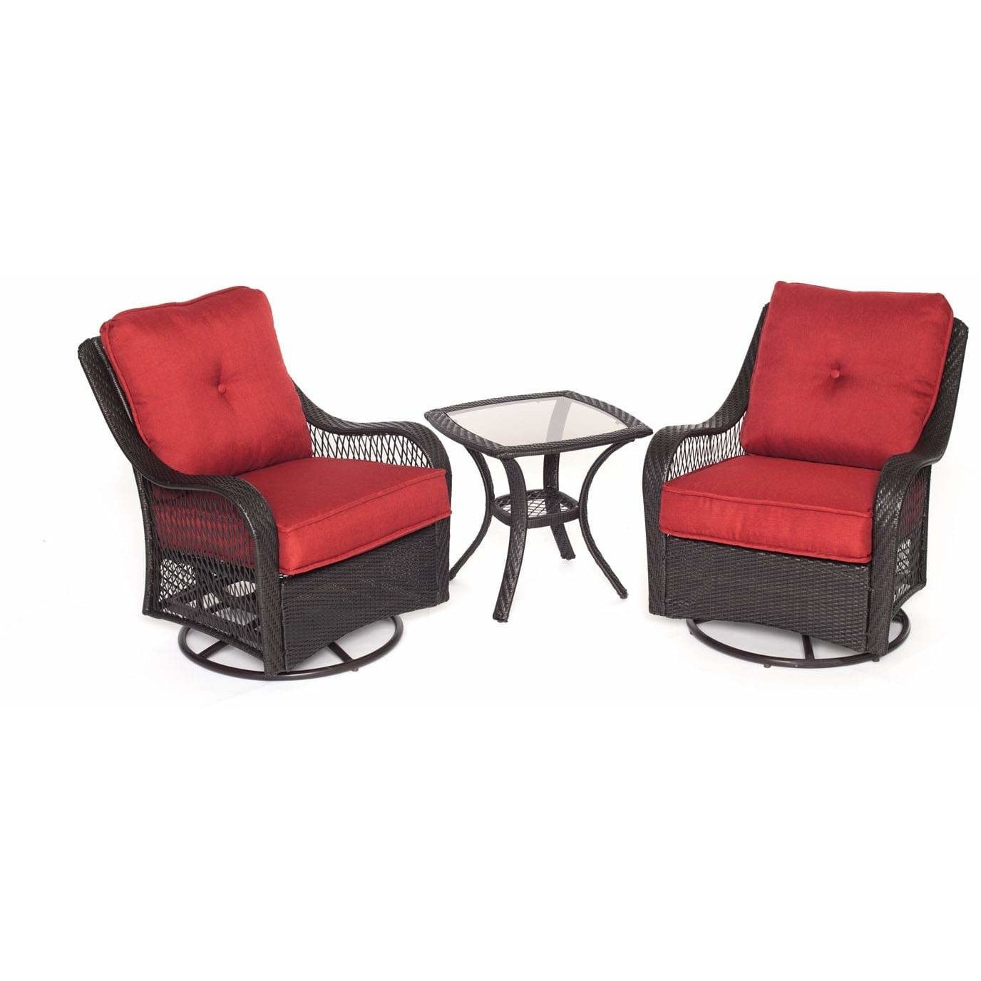 Hammond Brentwood 3Pc Outdoor Wicker Set 2 Swivel rockers & Table - M&K Grills
