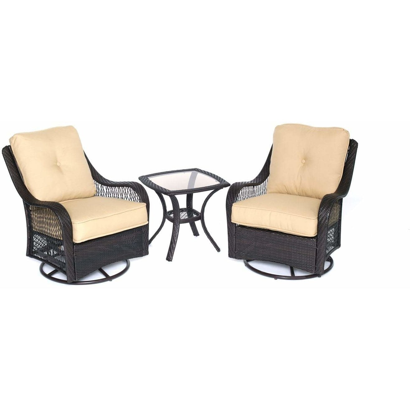 Hammond Brentwood 3Pc Outdoor Wicker Set 2 Swivel rockers & Table - M&K Grills