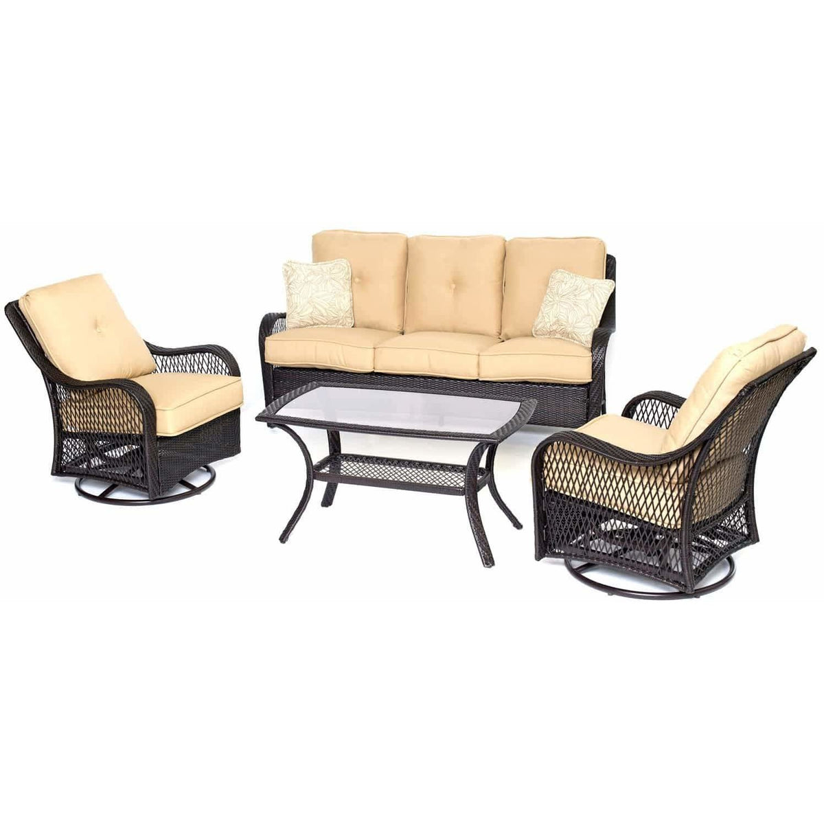 Hammond Brentwood 4Pc Patio Set 2 Swivel Chairs Loveseat Coffee Table - M&K Grills
