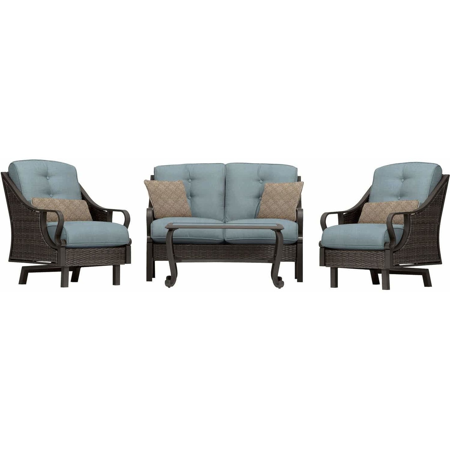 Hammond Casitas 4Pc Outdoor Sofa Set Sofa 2 Glider Chairs Coffee Table - M&K Grills