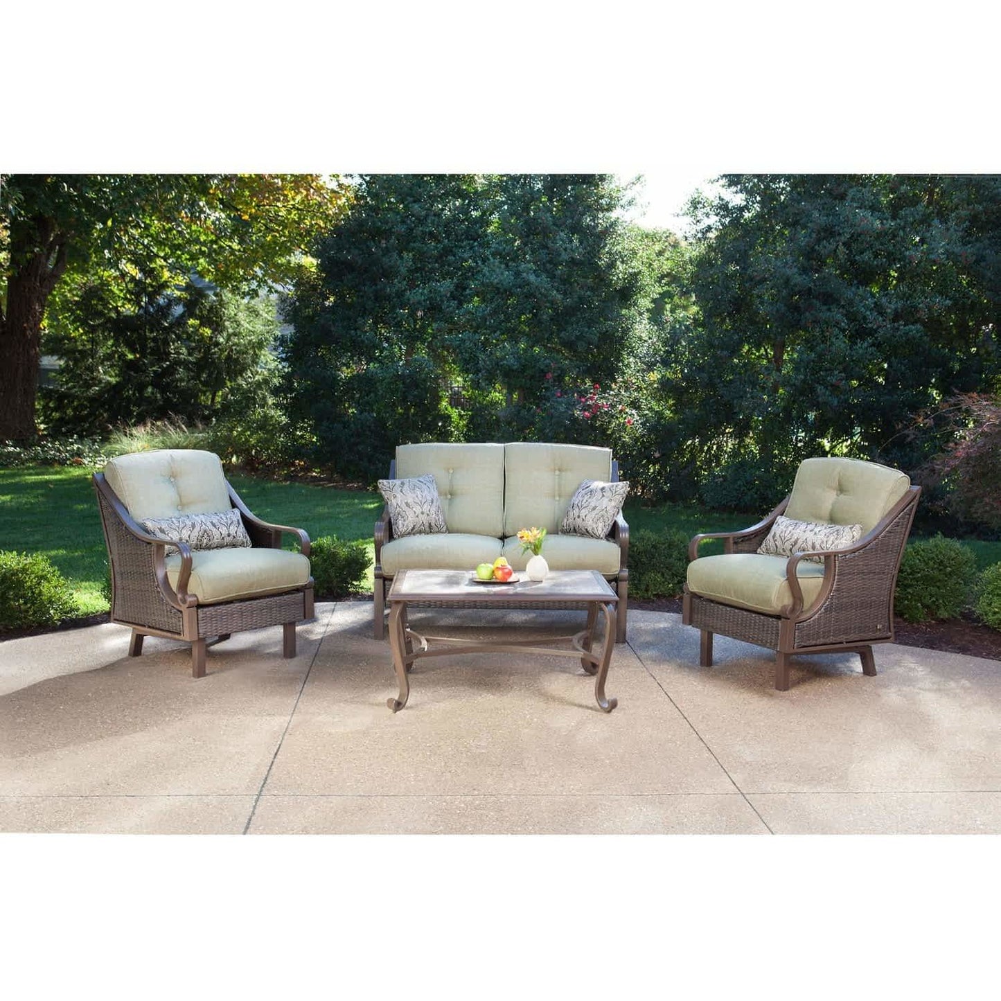 Hammond Casitas 4Pc Outdoor Sofa Set Sofa 2 Glider Chairs Coffee Table - M&K Grills