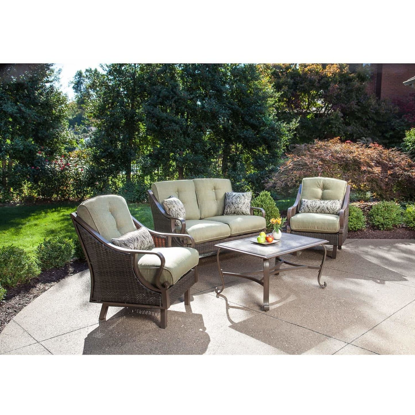 Hammond Casitas 4Pc Outdoor Sofa Set Sofa 2 Glider Chairs Coffee Table - M&K Grills