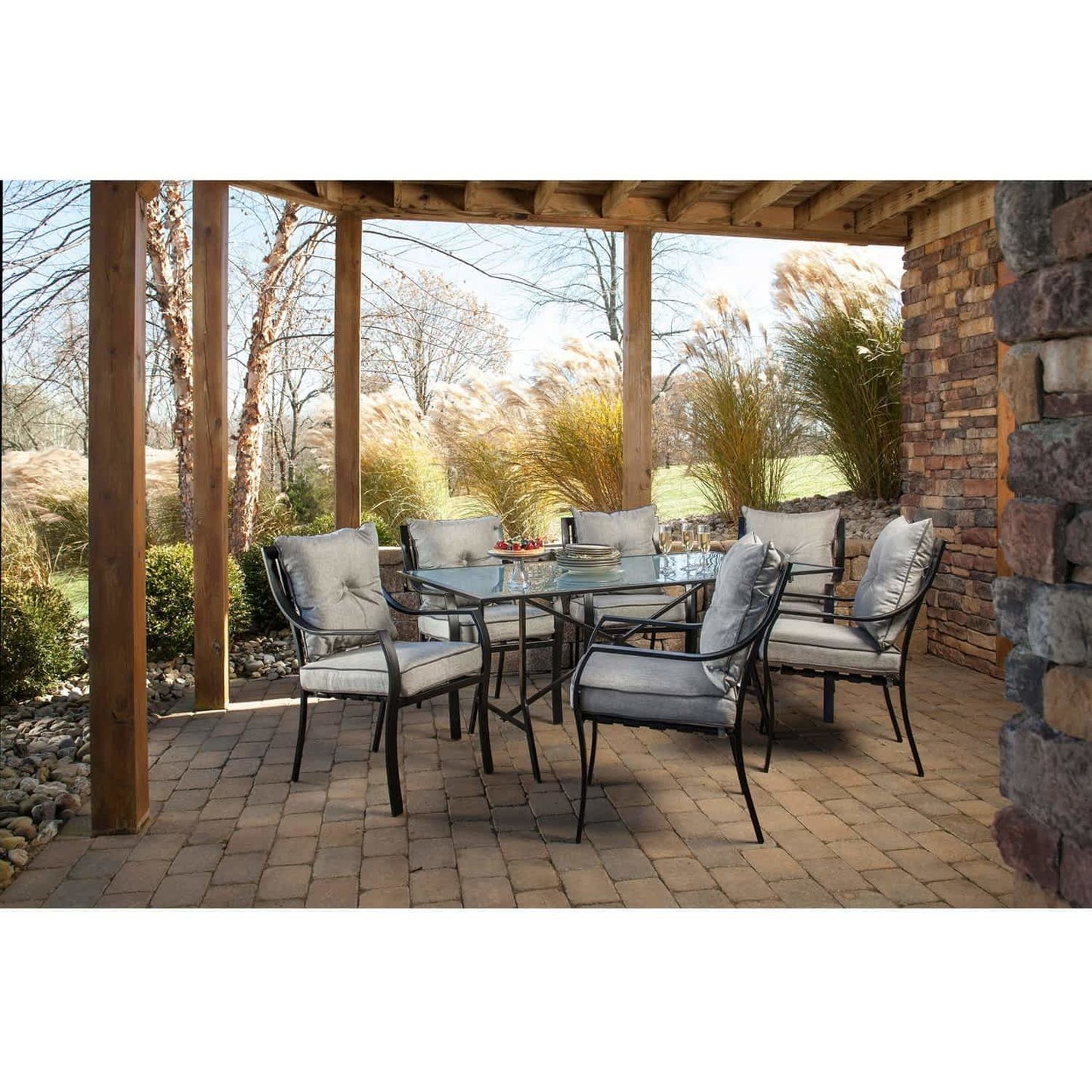 Hammond Elegance 7Pc Patio Dining Set Table 6 Chairs - M&K Grills
