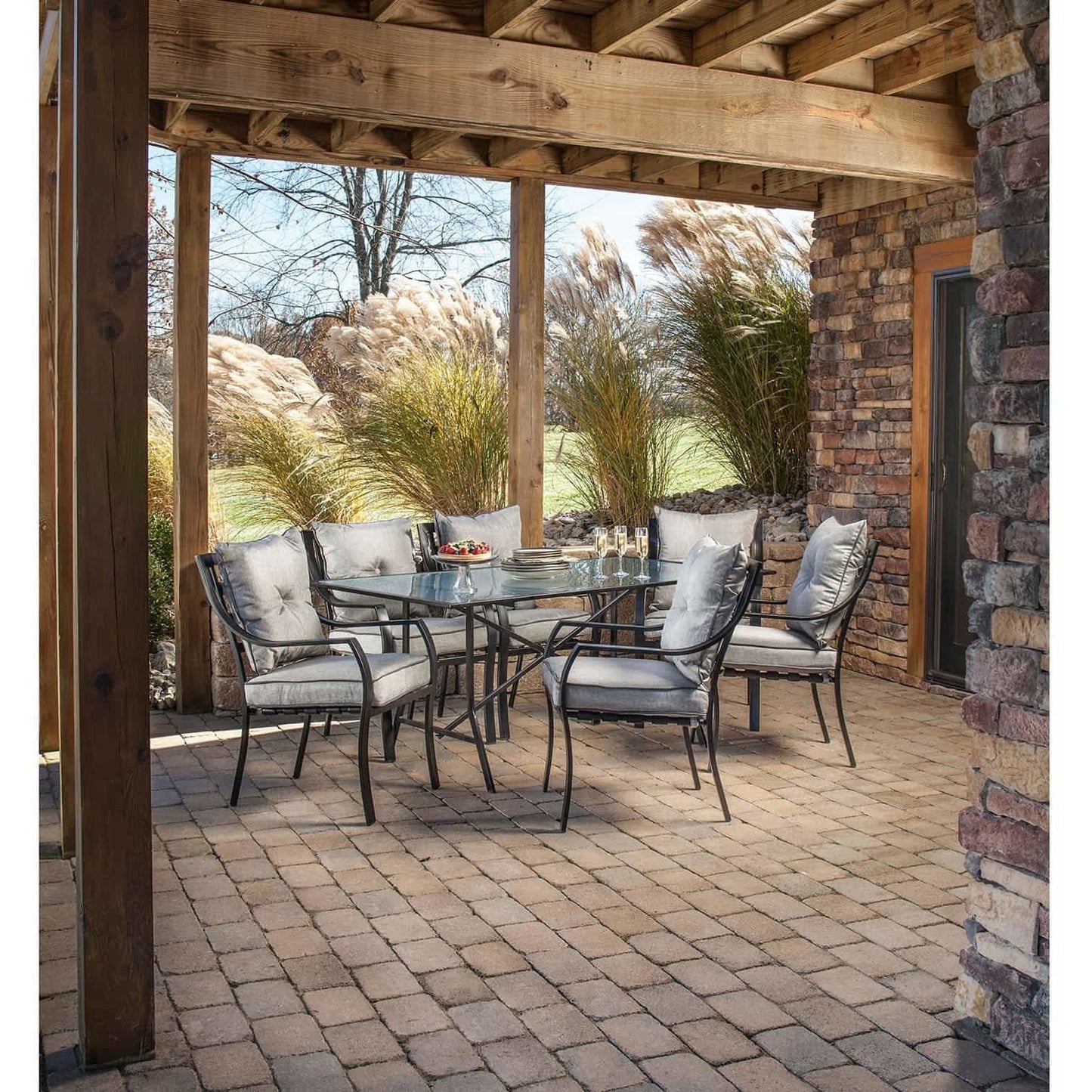 Hammond Elegance 7Pc Patio Dining Set Table 6 Chairs - M&K Grills