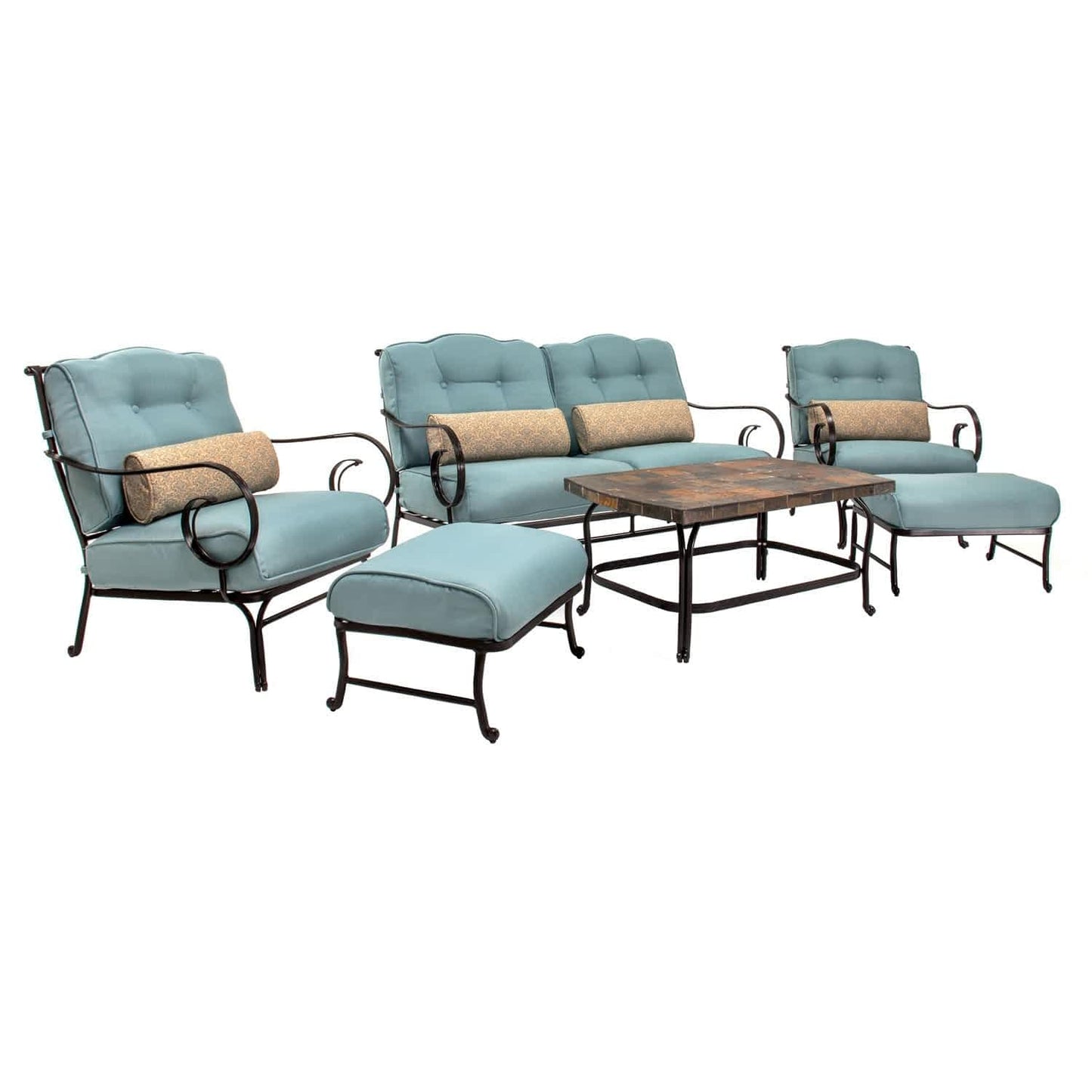 Hammond Lakeside 6Pc Outdoor Conversation Set Loveseat And Ottomans - M&K Grills