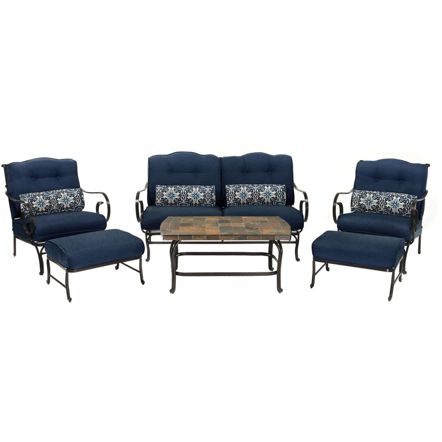Hammond Lakeside 6Pc Outdoor Conversation Set Loveseat And Ottomans - M&K Grills
